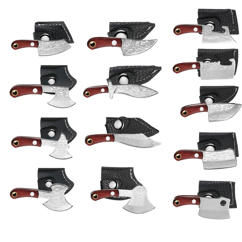 Minatee 13 Pieces Mini Knifes Damascus Pocket Set Tiny Chef