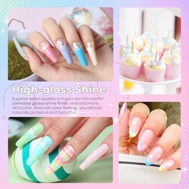 modelones Pastel Gel Nail Polish, 15 ML Purple Gel Polish Lavender Periwinkle Nail Polish Soak Off U v LED Pale Macaron Colors Summer Nail Art DIY Manicure at Home Gift for Women