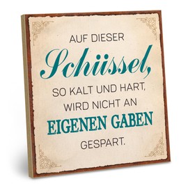 ARTFAVES® Wooden Sign with Saying "Auf dieser Schüssel | Retro Vintage Sign Decorative Gift | Bathroom, Toilet, Toilet | Size: 19 x 19 cm