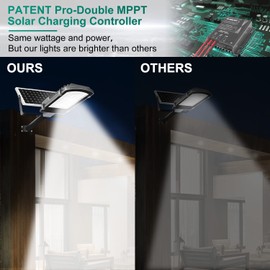 Gebosun LED Solar Flood Outdoor Street Lights, IP65 Waterproof Dusk to Dawn Security Area Light, 6000K for Yard, Garden, Warehouse, Swimming Pool, Pathway, Basketball Court (200W)