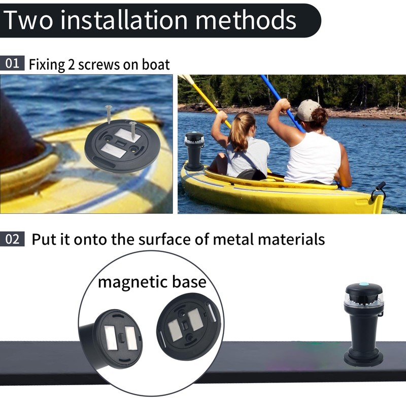 Besramtic Boat Navigation Lights Battery Powered with Magnetic Base Bow