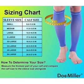 Doc Miller Calf Compression Sleeve - 1 Pair 15-20 mmHg Firm Calf Support