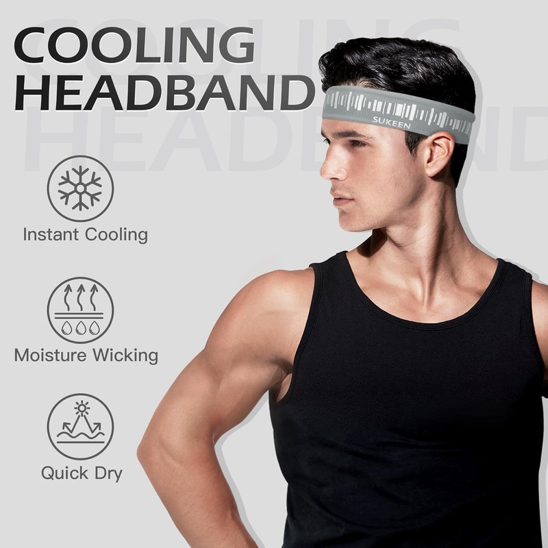 Sukeen Men's Cooling Sports Headband, Reflective, Non-Slip, One Size, Light