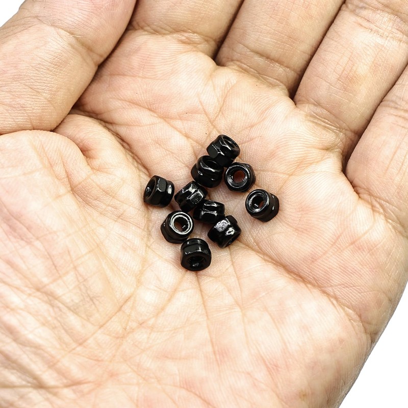 MINHER M3-0.5 Nylon Insert Locknuts,304 Stainless Steel Black Oxide, Lock