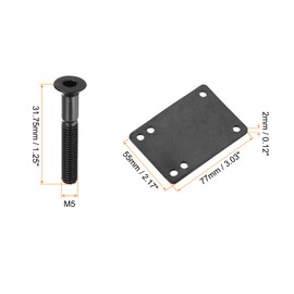 PATIKIL Skateboard Riser Pads Screws Set, 2 Pack 3mm Rubber Shock Rise Pad with 8pcs Mounting Screws Nuts Hardware Repair Kit for Cruiser, Black