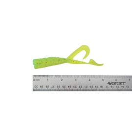 24pcs Fish WOW! Extended Size 5 inch Twin Tail Perch Grub 4" Scampi Soft Lure - Chartreuse Green