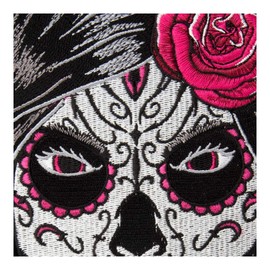 PatchStop Sugar Candy Skull Guns Rose Iron On Patches for Clothing Jeans - 8x10.25in Large DIY Sew On Back Patch for Jackets Bags - Embroidered Decorative Day of The Dead Patches