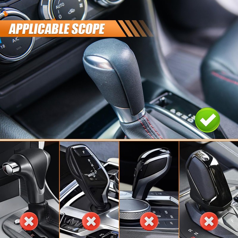 Leather Car Gear Shift Cover, Anti-Slip Dust Waterproof Gear Shifter