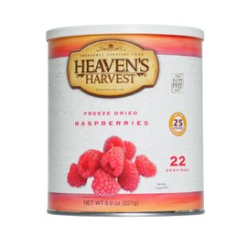 Heaven's Harvest Freeze-Dried Raspberries 25 Year Shelf Life | 22 Servings, 100% Real Fruit (Emergency Survival Food #10 Size Can)