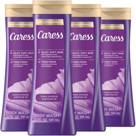 Caress Body Wash Black Orchid & Patchouli Oil To Relax and Recharge Relaxing, Fragrant Body Soap 20 fl oz, Pack of 4