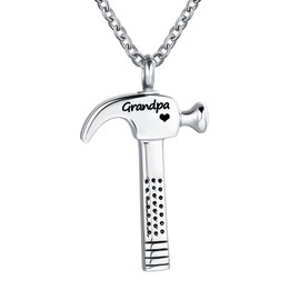 LuxglitterLin Hammer Construction Tool Urn Necklace for Ashes Laborer Cremation Jewelry Keepsake Memorial Pendant Jewelry for Grandpa