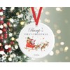 Bump's First Christmas Bauble | Santa Sleigh Reindeers Ceramic Decoration