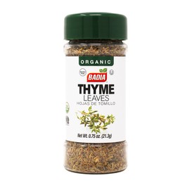 Badia Organic Thyme Leaves, 0.75 oz – Aromatic Herb for Soups, Stews, Meats, & Vegetables