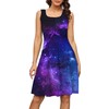 Fanient Women's Space Sleeveless Midi Dresses Galaxy Pattern Casual Sundress