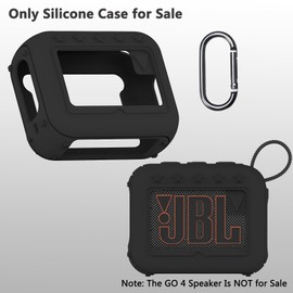 Silicone Cover Case Compatible with JBL Go 4 Ultra Portable Bluetooth Speaker, Soft Skin Sleeve for JBL Go 4 Pro Sound Speaker Accessories(Black Case)