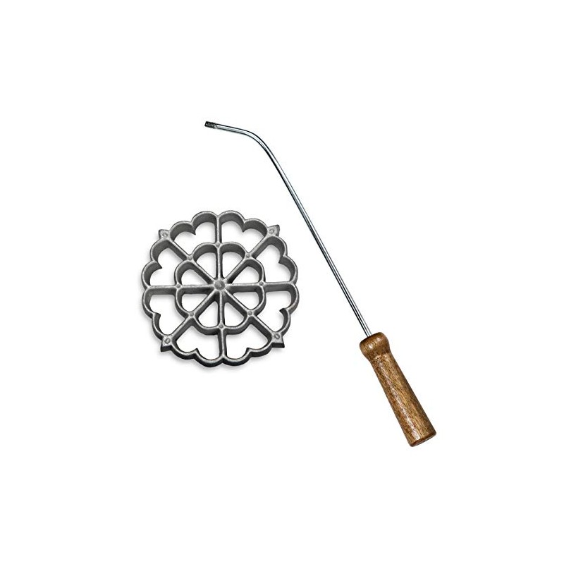 Kitchen Supply Geometric Rosette Iron Set with Handle, 4.5 x