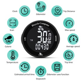 Bicycle Computer Wireless Bicycle Computer Waterproof Bicycle Odometer Multifunction LCD Screen Bicycle Kilometer Mountain Bike Speedo Meter