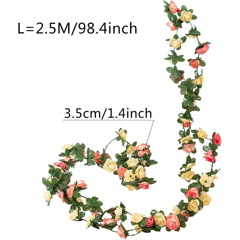 WNHNO Red Artificial Peony Flower Garland, Silk Hanging Vine, 72
