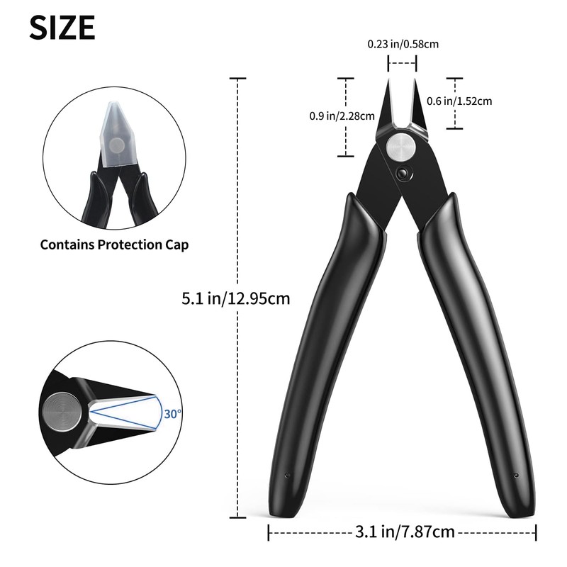 KTHZI 2 Pcs Wire Cutter Precision Flush Cutters Side Cutter