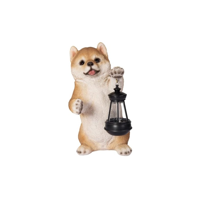 Uvia H23252 Shiba Inu Lifts Solar Lamp with Left Hand,