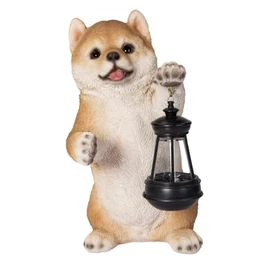 Uvia H23252 Shiba Inu Lifts Solar Lamp with Left Hand, Doll, Figurine, 6.5 x 6.5 x 8.5 inches (16.5 x 16.5 x 21.5 cm), Animal