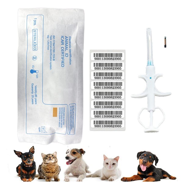 2Packs 2.12x12mm,Universal Pet Microchip Animals Implant Chip 134.2khz Registration FDX-B