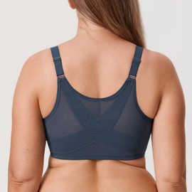 DELIMIRA Women's Front Fastening Bras Posture Lace Underwire Unlined Full Coverage Plus Size Sargasso 40B