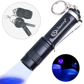 LIGHTFE Black light UV Light Keychain Flashlight with LG UV 395nm LED Source High Power and Strong Beam for Pet Urine Detector Light, UV Glue Curing,Professional Art Repairing (UV101 395nm)