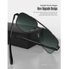 LUENX Polarized Square Aviator Sunglasses for Men Rectangular Mirror Dark