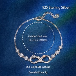SUNSH Women's Bracelets Jewellery Women's Infinity Bracelet Women's 925 Silver Rose Gifts for Wife Soul Mate Girlfriend Bracelets Silver Adjustable Bracelet Valentine's Day Birthday Christmas,