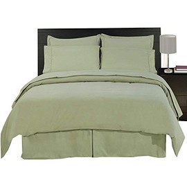 Royal Hotel Bedding Queen Size Solid Sage 600-Thread-Count 3pc Duvet-Cover-Sets and 1pc Siberian Goose Down Alternative Comforter 100 Percent Cotton