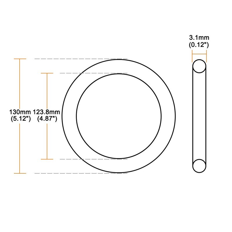 sourcing map 5pcs Nitrile Rubber O-Rings 130mm OD 123.8mm ID