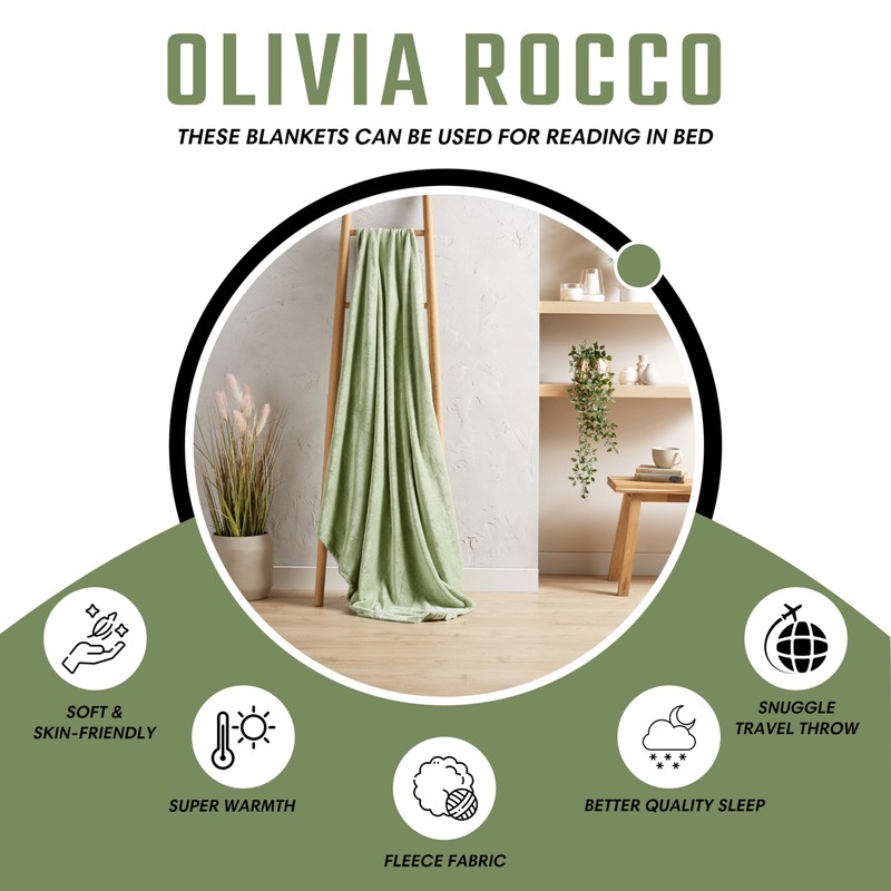 Olivia Rocco Flannel Fleece Throw Blanket Super Soft Warm Fluffy