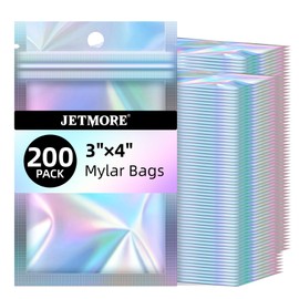 JETMORE Mylar Bags, 200 PCS Resealable Bags-3x4in, Holographic Bags for Small Business, Small Electronics, Little Bags for Cards, Sealable Bags with Protection, Dispensary Packaging in Bulk
