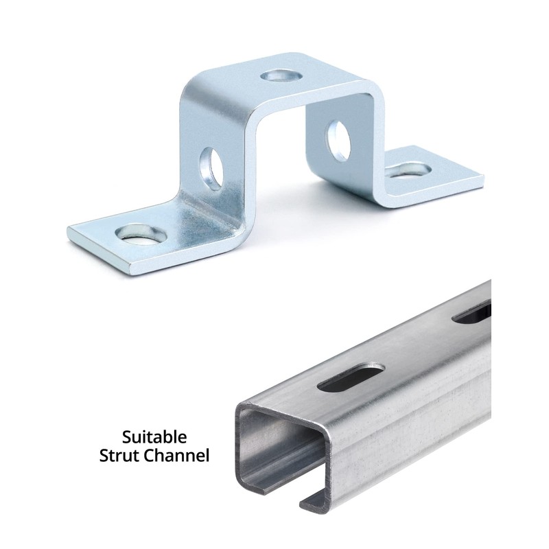 QWORK Steel Electrogalvanized U-Shaped Strut Connector Brackets, 5 Hole Design,