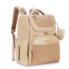 vosmles Large Leather Diaper Bag Backpack, Baby Travel Bag with