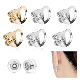 YKEBVPW 8Pcs Earring Backs for Droopy Ears Adjustable Support Backs Heavy Earring Lifter Anchors Silicone Metal Lifting Solution for Stretched Droopy Ears(2 Silver+1 Gold+1 Silicone)