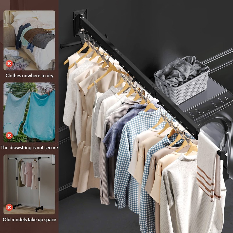 ZdwCyl Wall Mounted Clothes Hanger,Clothes Drying Rack,Laundry Drying Rack,Laundry Rack