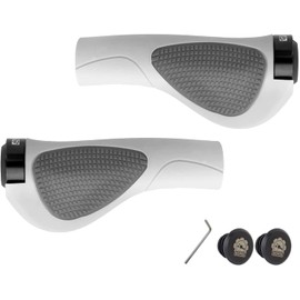 GORIX Bike Ergo Grips Bar End Cycle Lock On Handlebar Mountain Bike MTB (GX-D2) (White)