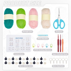 ORIGACH Crochet Kit for Beginner Adults, 6 Set Sea Turtle Starter Crochet Kit with Step by Step Video Tutorial, Instruction, Yarn, Hook, Accessories