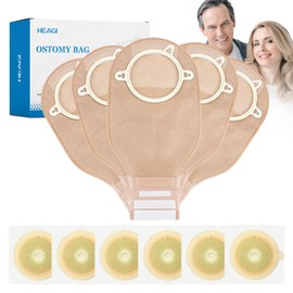 22 PCS Ostomy Supplies Colostomy Bags, Two Piece Drainable Pouches with Closure for Ileostomy Stoma Care with Measure Card, Cut-to-Fit, 70 mm Max (16 x Ostomy Bag+ 6 x Skin Barrier）