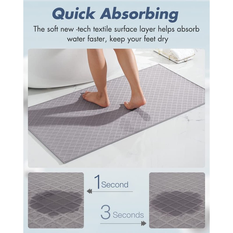 AMOAMI Bath-Mat,Ultra Thin Bath-Rugs Runner,Rubber Backed Bath Mats for Bathroom