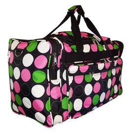 22 inch Fashion Multi Pocket Gym Dance Cheer Travel Carry On Duffle Bag with Bottle Holder (Blank - Multi Dot)