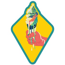 Die Cut Sticker Sweet Relief Collection, Melting Ice Cream Cone Vinyl Sticker, (Waterproof Decal for Cars, Water Bottles, Laptops, Coolers), Large