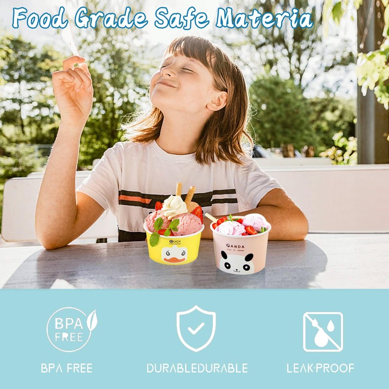 QIANAI Paper Disposable Ice Cream Bowls Ice Cream Cups with