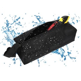 Bolsa de herramientas pequeña, Bolsa de Herramientas Pequeña con Cremallera, Kit de Herramientas Portátil para Electricista de 250 x 70 x 85mm, Bolsa de Herramientas Impermeable Gruesa (negro)