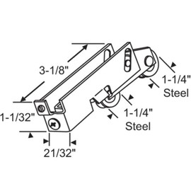 G.A.S Hardware Sliding Door Tandem Roller Assembly Steel Ball Bearing C-Tab 1-1/4 in. | Roller Replacement for Patio Glass Door | Fix and Repair Sliding Door Roller Wheels (DR-261) (Pack of 2)