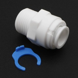 JIUWU 3/8-Inch Push 3/8-Inch PT Thread Male Straight Tube Quick Connect for RO Water Filter Pack of 5