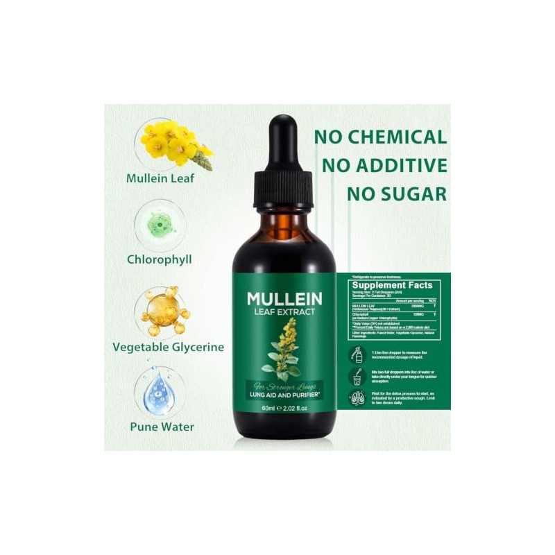 2 Pack Mullein Extract for Lungs Cleanse and Respiratory Support