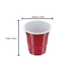 PARTY BARGAINS 2oz Plastic Shot Glasses - (240 Pack) Mini Red Disposable Plastic Shot Cups, Jello Shots, Perfect Size for Serving Condiments, Snacks, Samples and Tastings